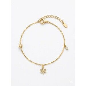 Gold Plated Flora Charm Bracelet Length 6.7" 17 cm